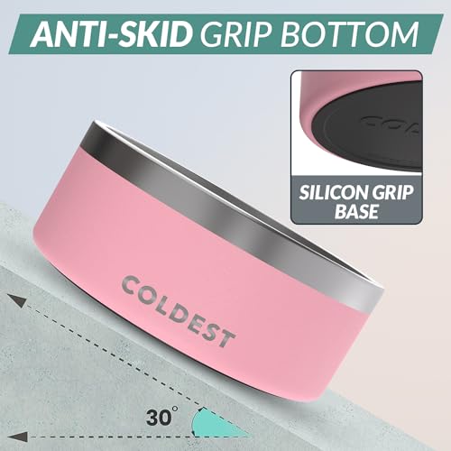 Coldest Dog Bowl - Anti Rust Metal, Non Slip, 3 Layers Insulated Stainless Steel Dog Bowls - Spill Proof & Heavy Duty - Water Bowl for Dogs, Cats & Pets, Dish Washer Safe (100 oz, Cotton Candy Pink) - color: Cotton Candy Pink, size: 100 oz
