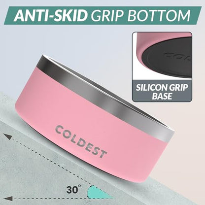 Coldest Dog Bowl - Anti Rust Metal, Non Slip, 3 Layers Insulated Stainless Steel Dog Bowls - Spill Proof & Heavy Duty - Water Bowl for Dogs, Cats & Pets, Dish Washer Safe (100 oz, Cotton Candy Pink) - color: Cotton Candy Pink, size: 100 oz