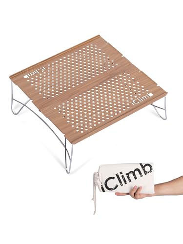iClimb Mini Solo Folding Table Ultralight Compact for Backpacking Camping Hiking Beach Picnic (Nature - Mini) - color: Nature, size: Mini