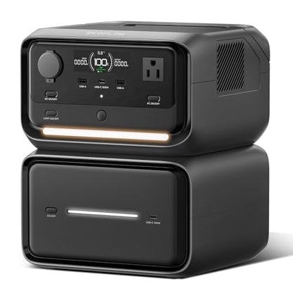 EF ECOFLOW Portable Power Station River 3 Plus with EB600 Extra Battery, Expand Capacity from 286Wh to 858Wh, 3 Up to 1200W AC Outlets, <10 MS UPS, <30 dB Quiet, River 3 Max Plus LiFePO4 Battery - style: RIVER 3 Plus+EB600