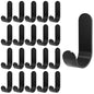 20Pcs Black 3m Adhesive Hooks, Heavy Duty Hook, Black Wall Hanger for Hanging, Large Metal Sticky J Strip Hooks, for Hat, Coat, Picture, Backpack, Garage Hanging