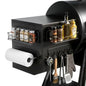Magnetic Grill Caddy with Bins, BBQ Tool Organizer with Paper Towel Holder