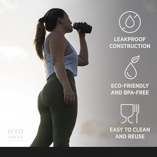 HYDAWAY 17oz Collapsible Water Bottle - BPA-Free, Leakproof, Lightweight, and Space-Saving - Perfect for Travel, Hiking, and Everyday Hydration - color: Midnight