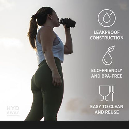 HYDAWAY 17oz Collapsible Water Bottle - BPA-Free, Leakproof, Lightweight, and Space-Saving - Perfect for Travel, Hiking, and Everyday Hydration - color: Midnight