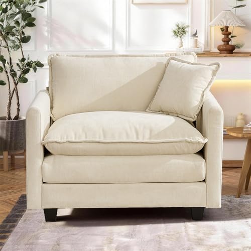 SoarFlash Chenille Single Seat Sofa, with Armests, Beige - color: Beige, size: 1 Single Seat
