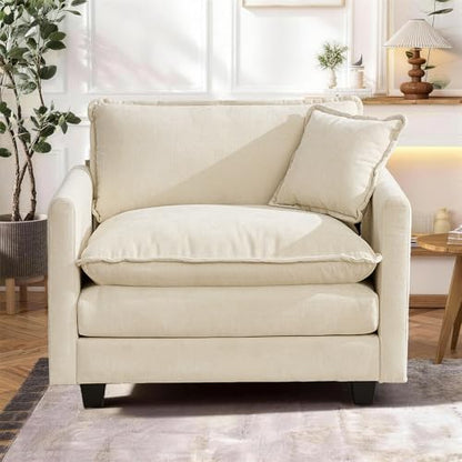 SoarFlash Chenille Single Seat Sofa, with Armests, Beige - color: Beige, size: 1 Single Seat