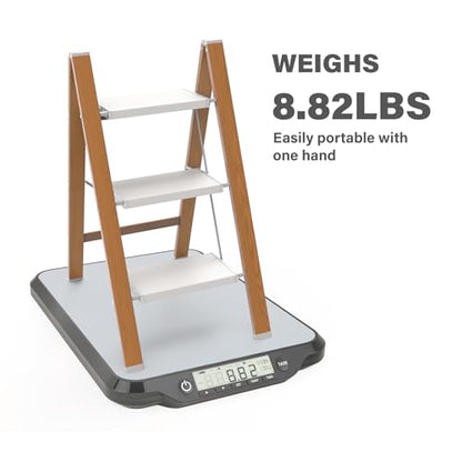 3 Step Ladder, Folding Aluminum Step Stool with Anti-Slip Wide Steps for Adults, Ideal for Kitchen, Closet, Bedroom, 330 lbs Capacity (Woodgrain) (Light Woodgrain, 3 Step) - color: Light Woodgrain