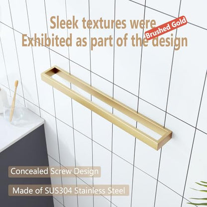 KOKOSIRI Towel Bar Brushed Gold Bath Towel Holder 20 Inch Kitchen Towel Hanger Rack Stainless Steel Bathroom Hardware Wall Mounted, 1 Pack B4008BG-L20 - color: Brushed Gold, size: 20-Inch