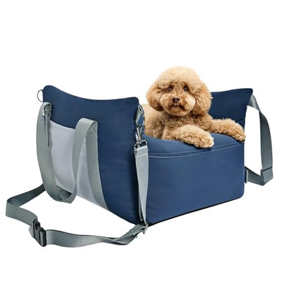Amazon Basics Dog Car Seat, Pet Booster Car Seat for Small Medium Dogs, Outdoor Carrier Bed for Travel with Leash & Washable Cover - color: Blue