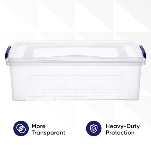 Superio Clear Storage Box with Lid, 22 Quart Plastic Container Bins for Organizing, Stackable Crate, Storage Bin Organizer for Home, Office, School, and College - size: 19" x 12.5" x 7.25"