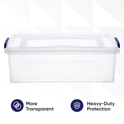 Superio Clear Storage Box with Lid, 22 Quart Plastic Container Bins for Organizing, Stackable Crate, Storage Bin Organizer for Home, Office, School, and College - size: 19" x 12.5" x 7.25"