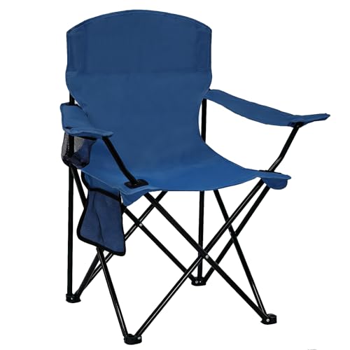 Folding Camping Chair with Cup Holder & Side Storage Bag 300lbs Capacity Lightweight High Back Portable for Beach, Picnic, Sport, Cyan - color: Cyan, size: 1 Pack