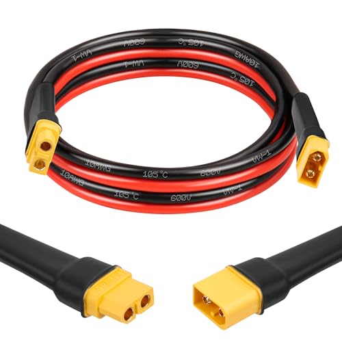 MOOKEERF XT60 Extension Cable 10AWG 6FT XT60 to XT60 Cable with Male to Female Connector for Portable Power Station Solar Panel RC Battery - size: 6FT