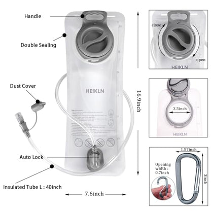 HEIKLN Hydration Bladder 1.5L-2L-2.5L-3L,Leak Proof Water Reservoir, BPA Free Military Water Storage Bladder Bag Hydration Pack Replacement Easy Clean for Bicycling Hiking Camping Hunting Running - color: 3L White