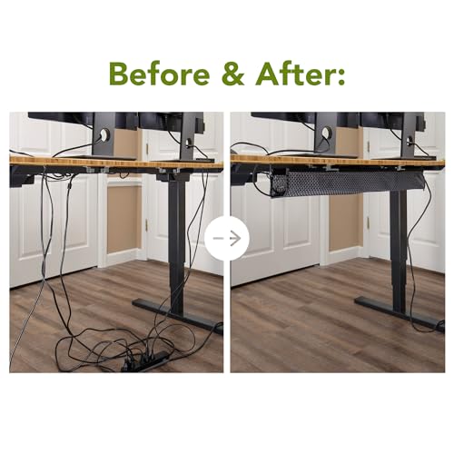 Perfect POSTURE Mesh Cable Organizer – Under Desk Cable Management with Adjustable Straps, Flexible Mesh, Easy-Access Design, & Standing Desk Compatible – 37.4” (Black) - color: Black, size: 38"