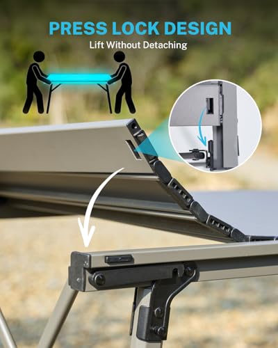 Gonex 50" Camping Table with Adjustable Height Legs for Uneven Ground, Portable Folding Aluminum Roll Up Table with Mesh Pocket for Camping, Picnic, BBQ, Cooking, Beach