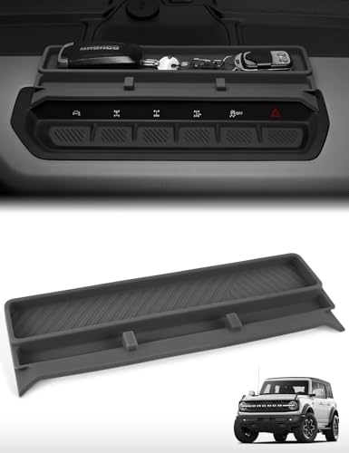 Dashboard Storage Organizer Mat for Ford Bronco 2021-2025 2/4 Door Accessories| Silicone Dash Tray | Anti-SlipAnti-Dust Protective Mat | Storage Phone, Sunglasses, Keys(Black) - color: Black, size: Dashboard Organizer Mat