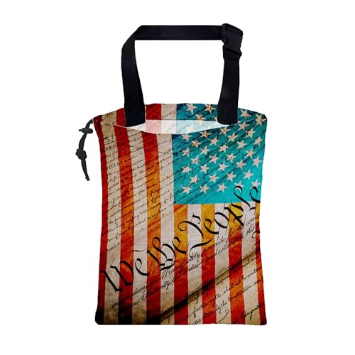 We the People Car Trash Bag American Flag Hanging Drawstring Car Organizer and Storage Bag with Adjustable Buckle Canvas Garbage Bin for Back Seat or Hanging Headrest Car Decor Road Trip Essentials - color: We the People