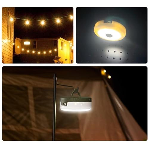 Camping String Lights - 2600mAh Portable Hook Light System, Retractable Outdoor Lantern String Set, Travel Illumination Kit | Terrace RV Awning Tent for Terrace RV Awning Tent