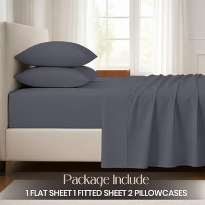 SGI bedding 100% Egyptian Cotton Sheets Full XL Size – Cooling Sheets, Soft Breathable Dark Grey Bedding, Luxury Bedding, Luxury Hotel Sheet Set, Deep Pocket 16", 4 Piece Set - color: 03 - Dark Grey, size: Full XL
