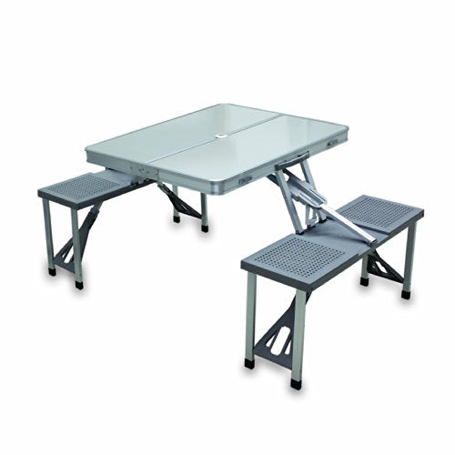 ONIVA - a Picnic Time brand - Aluminum Folding Picnic Table - Camping Table - Outdoor Table with Umbrella Hole, (Silver), 36 x 5 x 18
