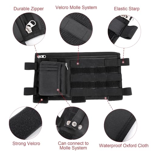 Molle Visor Panel Organizer, Tactical Car Sun Visor Cover Molle Webbing Compatible Elastic Slots Vehicle Visor Storage Holder Pouch for All Vehicle