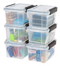 IRIS USA WeatherPro 6 Qt Storage Bins with Lids, 6 Pack, BPA-Free Plastic Gasket Box with Tight Latch and Seal, Stackable Nestable Tote Tub - Clear/Black - size: 7 Qt, style: 6 Pack