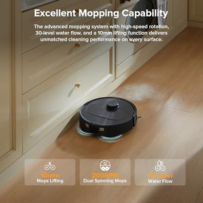 roborock Qrevo Series Robot Vacuum and Mop, 8000Pa Suction, Upgraded from Qrevo S, Anti-Tangle Brushes, Smart Obstacle Avoidance, Auto Mop Washing, All-in-One Dock, 200RPM Spinning Mops, Black(QV 35A) - color: Black01