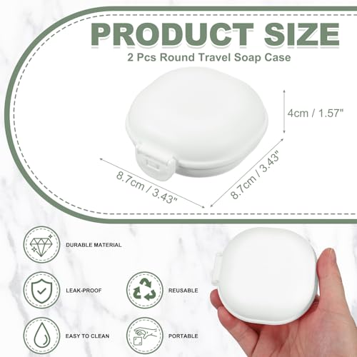 uxcell 2 Pcs Travel Soap Case, Portable Travel Soap Box Waterproof Holder Case, Airtight Dish Container with Lid for Shower Bathroom Outdoor Home Gym Hiking (Round, White) - color: White