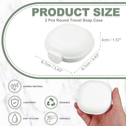 uxcell 2 Pcs Travel Soap Case, Portable Travel Soap Box Waterproof Holder Case, Airtight Dish Container with Lid for Shower Bathroom Outdoor Home Gym Hiking (Round, White) - color: White