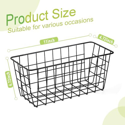 ZUSHALLMY 4 Pack Hanging Kitchen Baskets, Adhesive Wire Wall Storage Basket, No Drilling Hanging Fruit Baskets, Cabinet Door Organizer for Kitchen Bathroom Pantry, Upgrade Super-sized Adhesive (4)