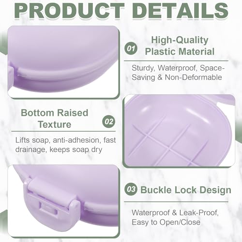 uxcell 2 Pcs Travel Soap Case, Portable Travel Soap Box Waterproof Holder Case, Airtight Dish Container with Lid for Shower Bathroom Outdoor Home Gym Hiking (Round, Purple) - color: Purple