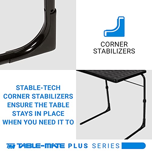 Table-Mate TV Tray Table | Portable Desk Folding Dinner Tray, Couch Table Trays for Eating Snack Food, Portable Laptop Desk, Bed Trays for Eating | Adjustable TV Trays with 3 Angles and Cup Holder - size: 20"D x 25"W x 30"H