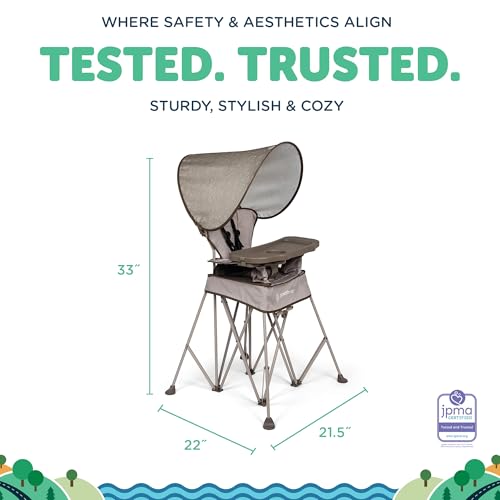 Baby Delight Go with Me Uplift Deluxe Portable High Chair | Travel High Chair | Sun Canopy | Indoor and Outdoor | Sandstone - color: Sandstone