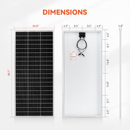 RICH SOLAR 200 Watt 24 Volt 9BB Cell Monocrystalline Solar Panel High Efficiency Solar Module for RV Trailer Camper Marine Off Grid - size: 200W 24V