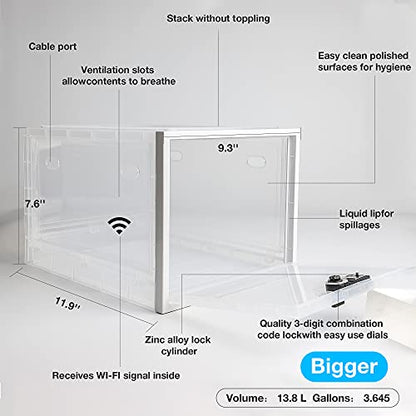 SANIDIKA 2 Pack Large Refrigerator Lockable Box - Childproof First Aid Locking Box Pill Case Medical Organizer - Ipad Tablet Phone Jail - color: 2pack Clear
