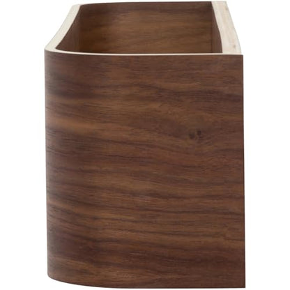 Wooden Wall Mounted Display Caddy, Floating Shelf Organizer Rack, Wood Wall Pocket, Storage Basket Bin 17.7” Wide (Walnut)