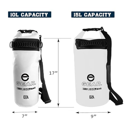 Enthusiast Gear Insulated Dry Bag Floating Cooler – 10L / 15L / 25L Roll Top, Leak Proof, Waterproof, Collapsible, with Padded Shoulder Strap - Perfect for Kayaking Fishing Beach - color: White, size: 10 Liter