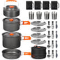 REDCAMP 6/10/11/12/14/15/19 PCS Camping Cookware Mess Kit Camping Gear Campfire Utensils Lightweight Stackable Pot Pan Bowls Soup Spoon with Storage Bag for Camping, Backpacking, Outdoor Cooking - style: Orange,25 Pcs W/Kettle