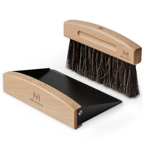 Coffee Brush and Dust Pan Set - Mini Hand Barista Broom, Magnetic Natural Horsehair Espresso Brush, Wood Barista Tools for Cleaning Tamping Station, Coffee Bar, Kitchen, Black - color: Black, size: Upgraded