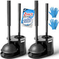 FORASTO 2Pack 2 in 1 Toilet Brush and Plunger Set, Extended Handle Plunger,Toilet Bowl Brush Plunger Set,Bathroom Cleaning Tools,Toilet Brush Plunger Combo,Cleaning Brush,Cleaning Supplies - color: Black