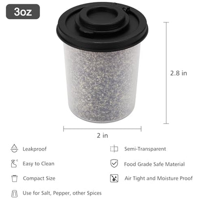 Accmor Salt and Pepper Shakers, 3oz Salt Shaker to go Moisture Proof Salt Pepper Shakers Spice Container Dispenser for Camping Picnic Lunch Boxes Travel Kitchen - color: Black Red