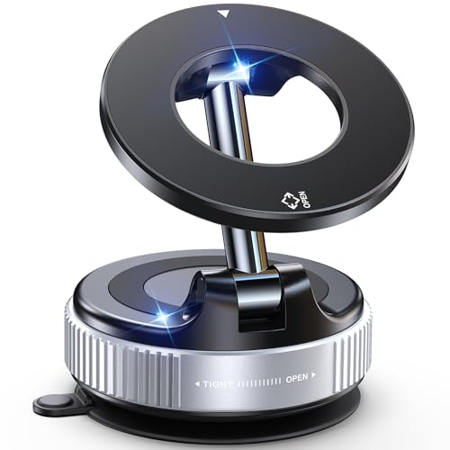Jononser Magnetic Suction Cup Phone Mount for Magsafe, 360° Adjustable Magnetic Car Phone Holder, Pocket Size Foldable Car Mount, Phone Holders for Your Car for iPhone 17 16 15 14 13 12 Series,Silver - color: Silver
