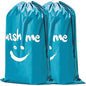 HOMEST 2 Pack XL Laundry Bags 28" x 40", Extra Large Dirty Clothes Organizer Holds 3-4 Loads, Machine Washable Drawstring Laundry Bag for Dorm, Camp, Laundromat, Family, Travel, Sky Blue - color: (Ⅰ-Wash me)Sky Blue