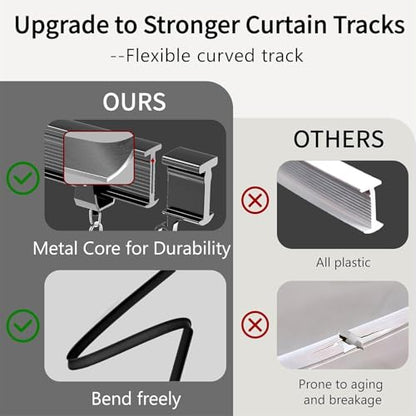 Flexible Ceiling Curtain Track Ceiling Mount, Curved Curtain Rod, Sliding Curtains Track, Room Divider, Shower Curtain Rod, Wall Divider, 16.4 FT/ 5 M, Black - color: Black, size: 5 M/ 16.4 FT
