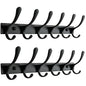SKOLOO Heavy Duty Wall Mounted Coat Rack - 6 Hooks, Stainless Steel, Pack of 2, Sturdy Coat Hooks for Hanging Clothes, Jacket, Hat, Black - color: Black, size: 6 Hook(2 Pack)
