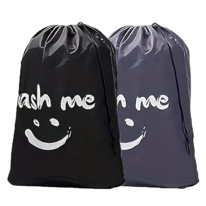 2 Pack XL Travel Laundry Bag, Dirty Clothes Organizer with Drawstring, Large Enough to Hold 4 Loads of Laundry，Easy Fit a Laundry Hamper or Basket，24" x 36" - color: Grey+Black