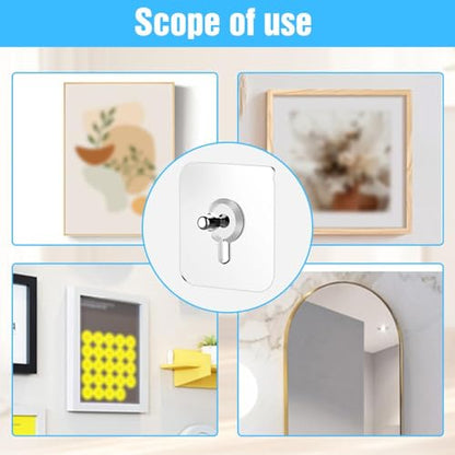 Drill Free Adhesive Hooks, Reusable Heavy Duty Adhesive Wall Mount Screw Free Sticker, Picture Hangers without Nails, Seamless Screws Wall Hangers for Wall Mount,Bathroom,Home,Kitchen,Office (20Packs) - color: 20Packs