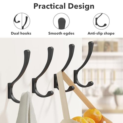 saffruff 8-Pack Wall Mount Coat Hooks, Heavy Duty Metal Hooks for Hanging Clothes, Backpack, Bag,Towel & Jacket, Strong 30 lbs Hold Closet Hanger, Black - color: Black, size: 8 Pack