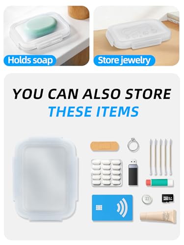 Silicone Compact Leakproof Travel Soap Case (Clear | Soap Holder Travel with Drainage Layer, Portable Bar Soap Holder for Gym, Camping & Bathroom, Soap Box Container Toiletries - color: Clear